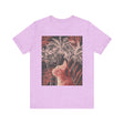 Adorable ginger cat lounging under a palm tree on a trendy tee shirt