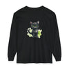 Black Cat Watercolor Long Sleeve T-Shirt with Unique Artistic Design