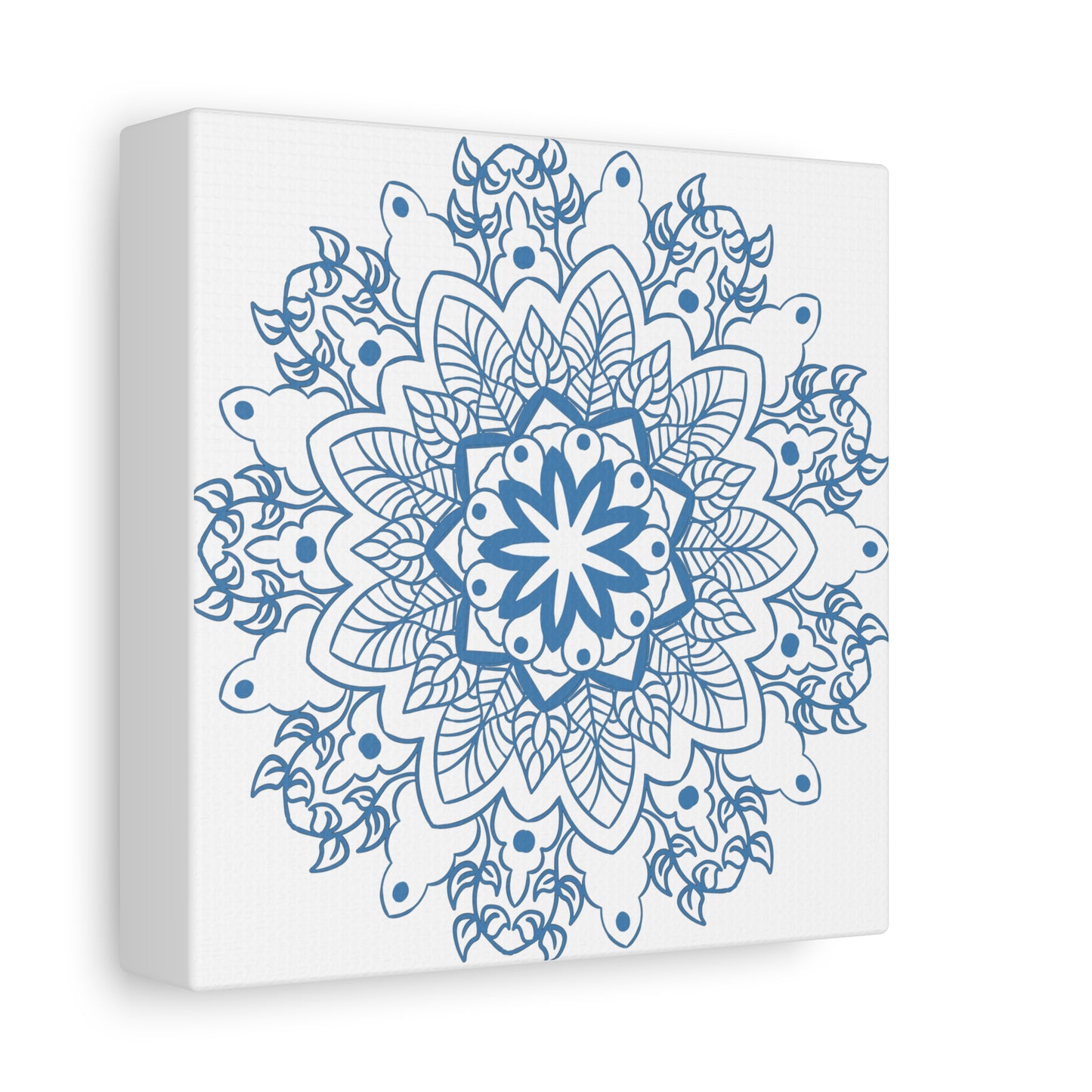 Beautiful handmade Mandala Design Wall Art in Steel Blue, on Matte Canvas, stretched and 125 inches thick