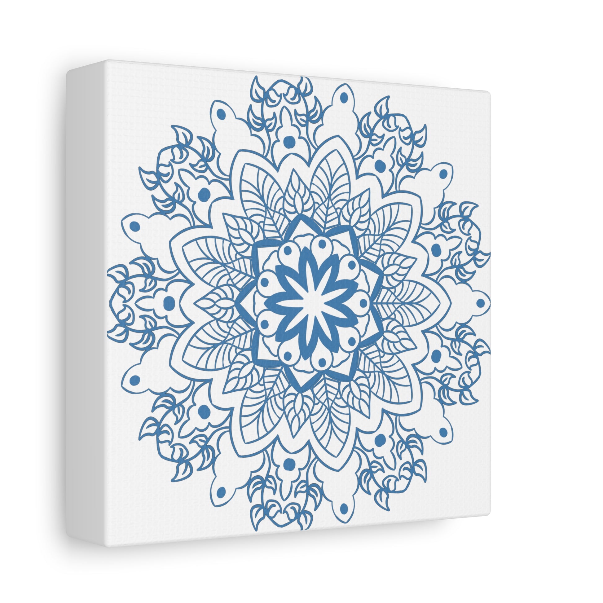 Beautiful handmade Mandala Design Wall Art in Steel Blue, on Matte Canvas, stretched and 125 inches thick