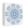 Beautiful handmade Mandala Design Wall Art in Steel Blue, on Matte Canvas, stretched and 125 inches thick