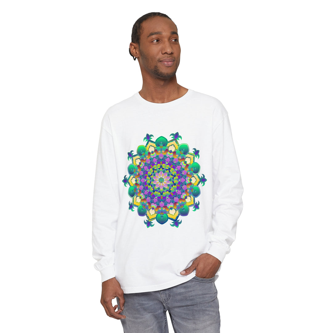 Intricate Mandala Long Sleeve T-Shirt featuring a detailed circular design