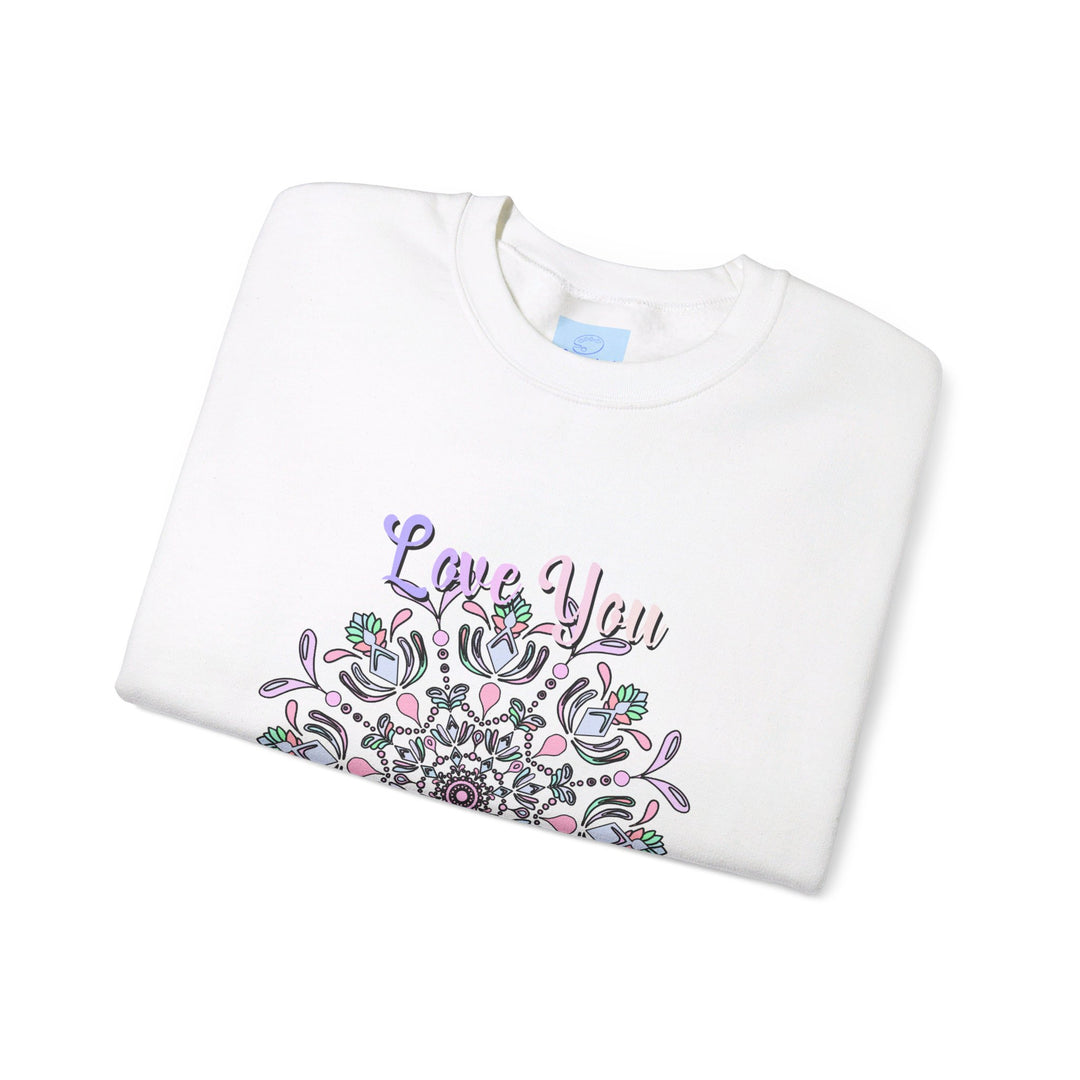 Cozy and stylish unisex crewneck sweatshirt with 'Love You Mom' design, perfect birthday gift for your mom