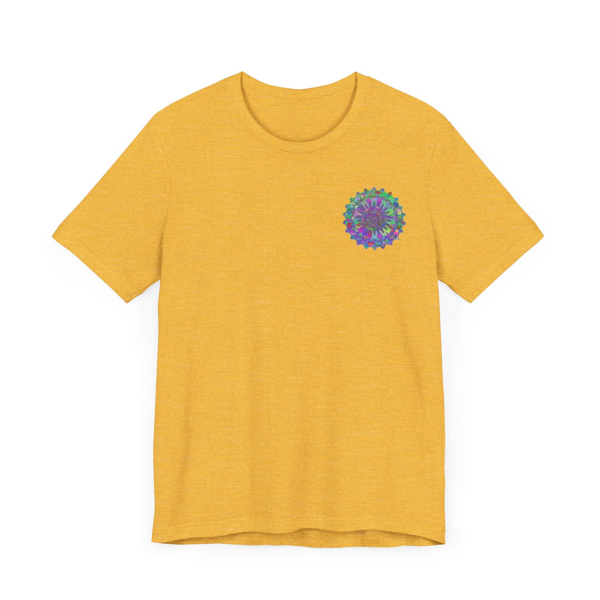 Vibrant Mandala Tee - Spiritual Peace & Harmony: A colorful t-shirt featuring a beautiful mandala design, symbolizing spiritual balance and tranquility