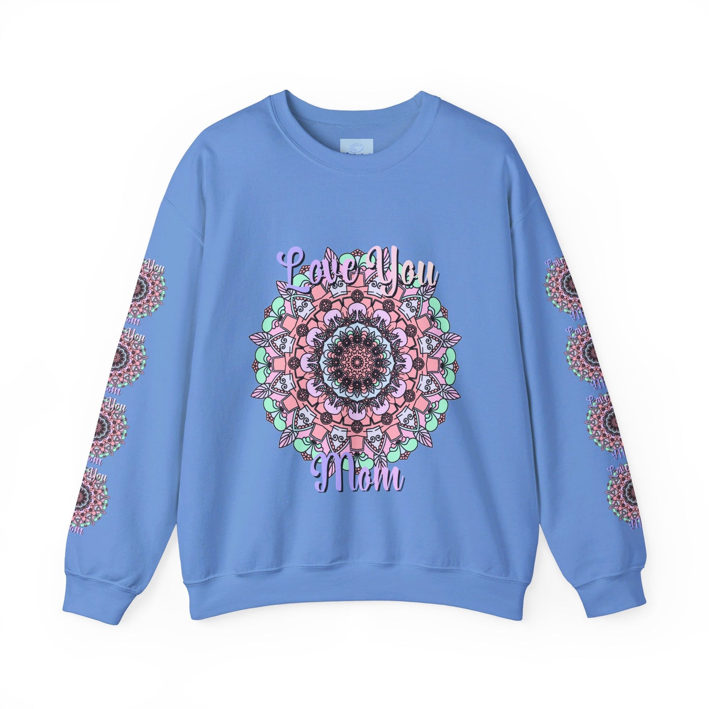 Unisex heavy blend crewneck sweatshirt with 'Love You Mom' design, perfect birthday gift for mom