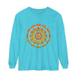 Vibrant Mandala Long Sleeve T-Shirt featuring colorful, intricate art design