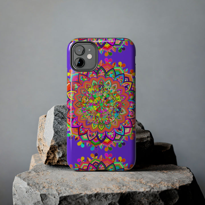 Beautiful hand drawn purple Mandala Art phone case, perfect for protecting your phone in style