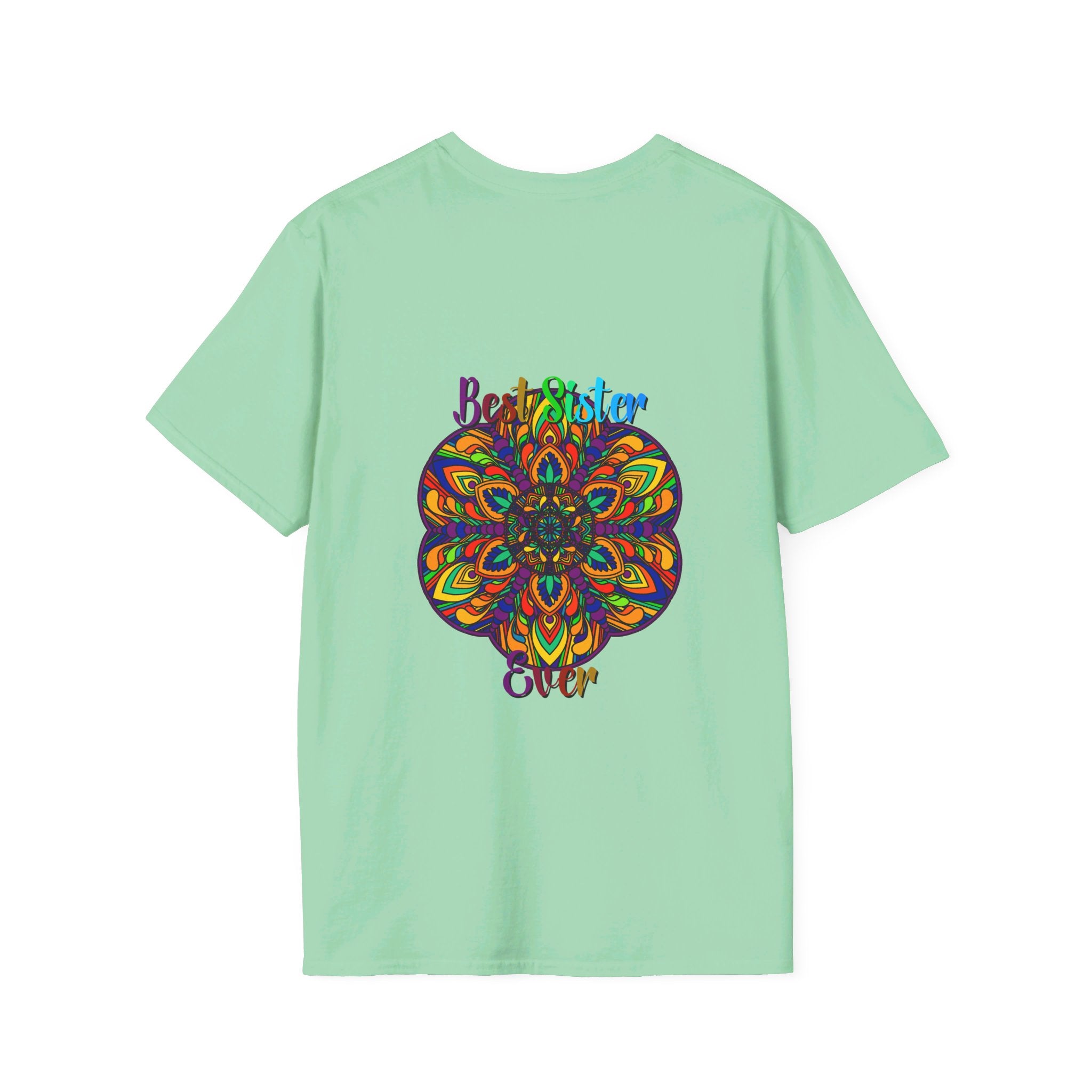 Mandala Art Gift for Sister Unisex Softstyle T-Shirt - Hand-Drawn Design, perfect for gifting to your sister, featuring a beautiful, intricate mandala art design on a comfortable, unisex softstyle t-shirt