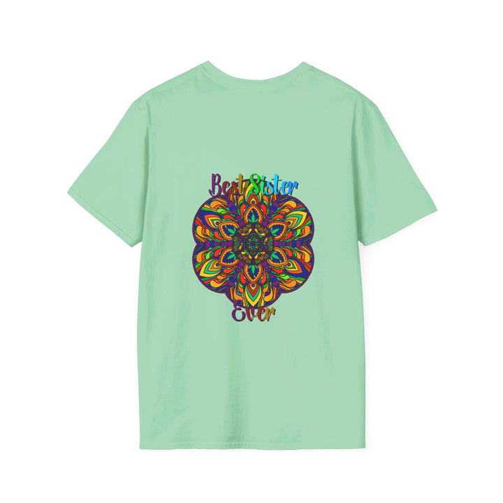 Mandala Art Gift for Sister Unisex Softstyle T-Shirt - Hand-Drawn Design, perfect for gifting to your sister, featuring a beautiful, intricate mandala art design on a comfortable, unisex softstyle t-shirt