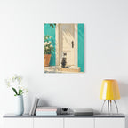 Sunlit Doorway Cat Canvas Wall Art