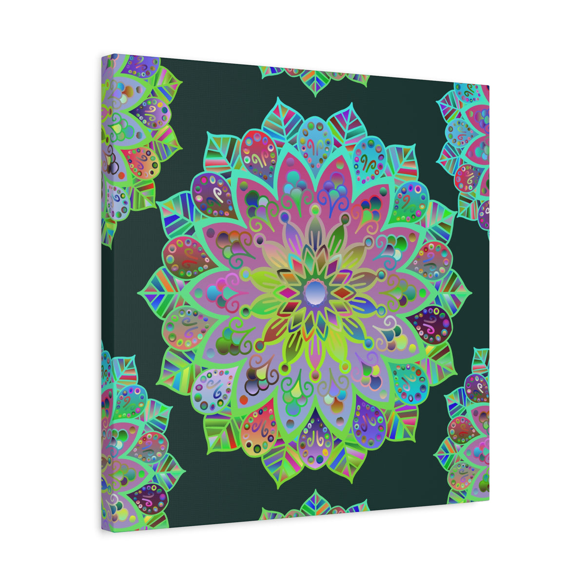 Vibrant Mandala Matte Canvas Wall Art — Colorful Floral Boho Stretched Print