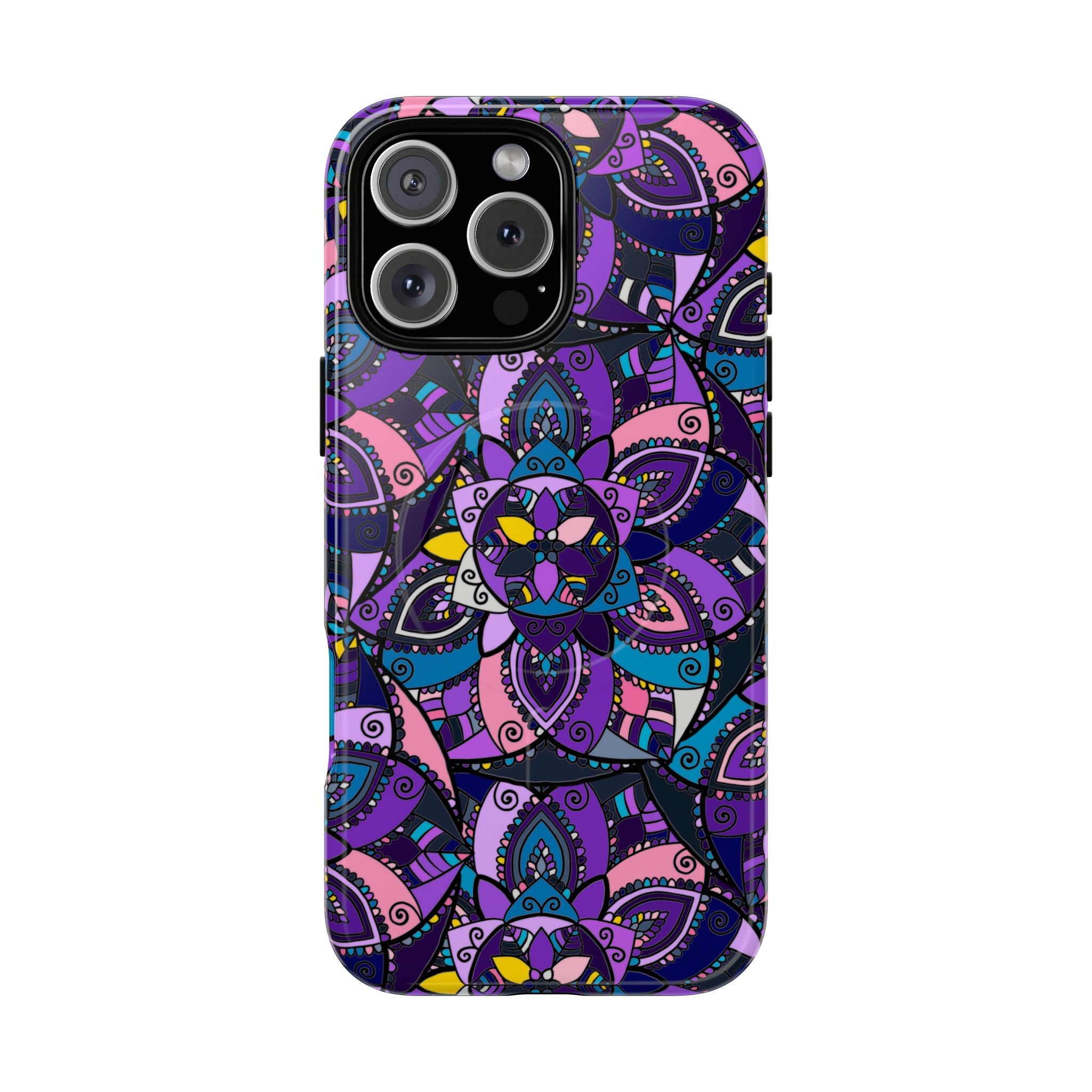 Magnetic Phone Case — Purple Mandala Floral Tough Case