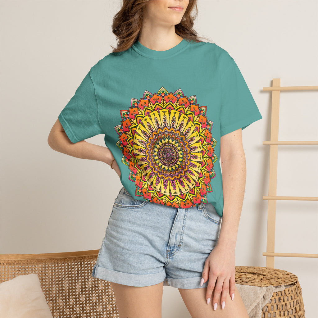 Sunburst Mandala T-Shirt — Vibrant Floral Boho Graphic Tee