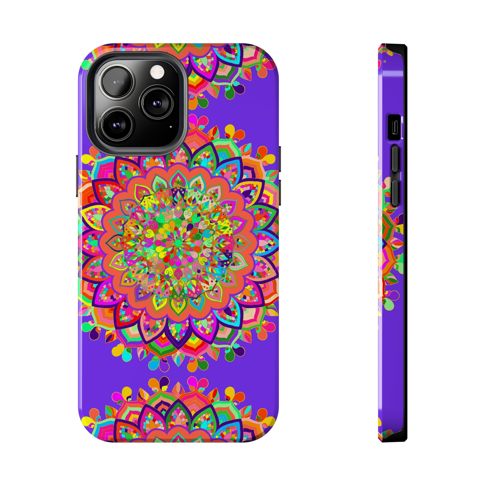 Hand drawn purple Mandala Art Phone Case, with intricate design