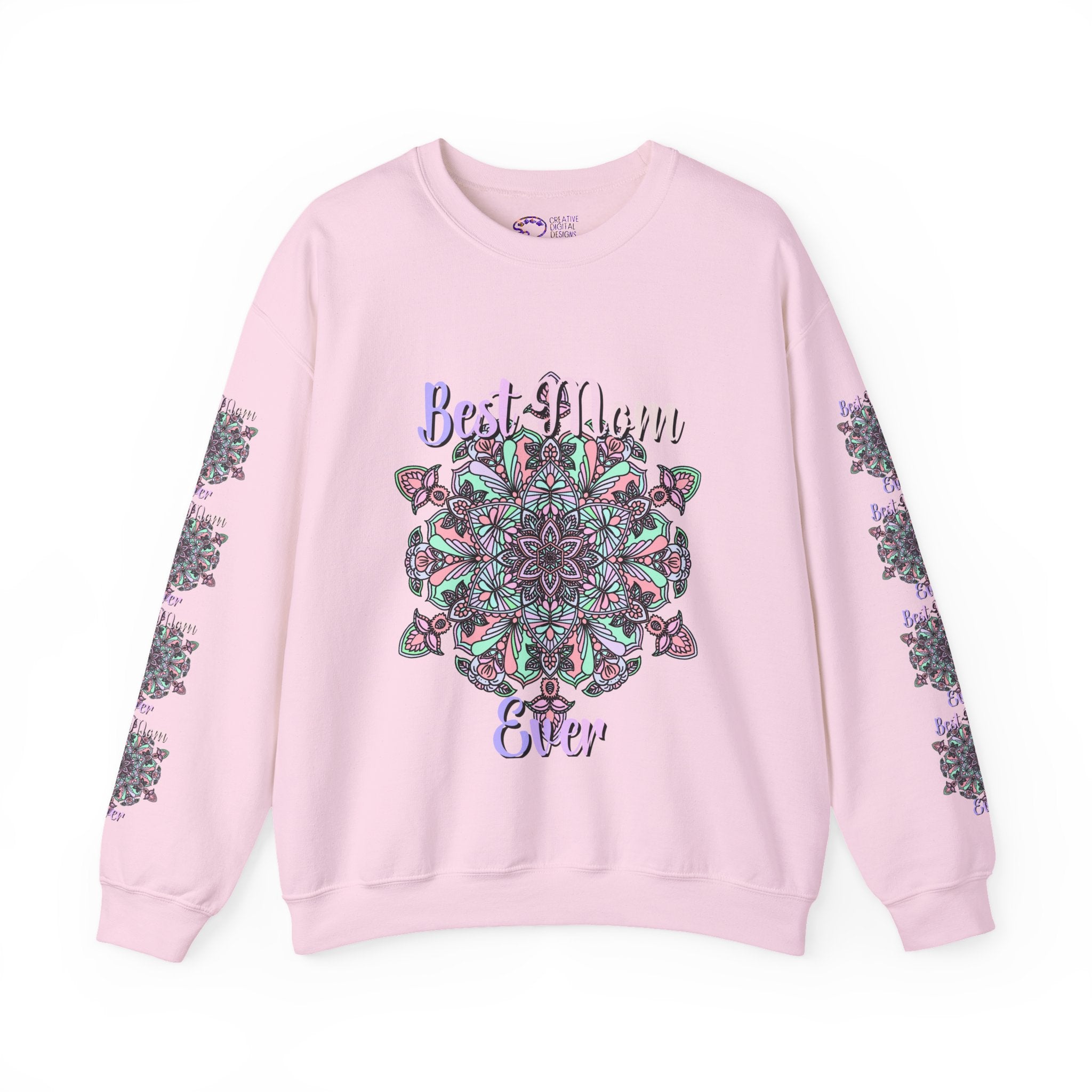 Mandala Design Sweatshirt in Soft Pink and Lavender for Moms
