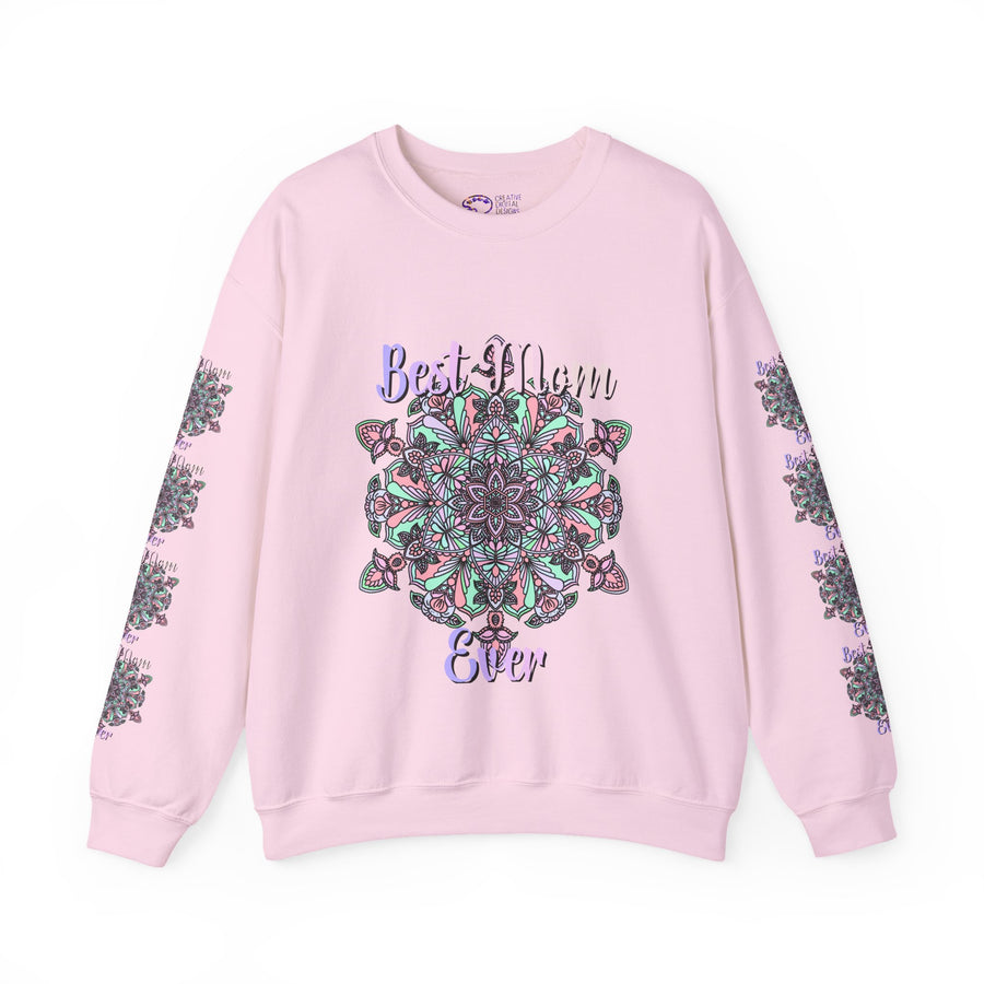 Mandala Design Sweatshirt in Soft Pink and Lavender for Moms