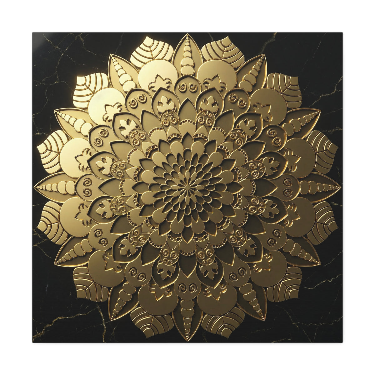 Midnight Mandala Reflection – Stretched Matte Canvas