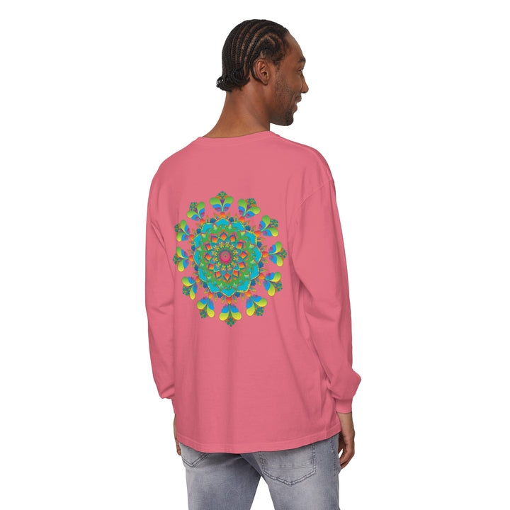 Handmade Psychedelic Mandala Tie Dye Long Sleeve T-Shirt with intricate design