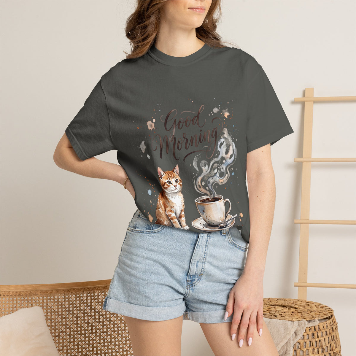 Good Morning Cat Coffee T-Shirt