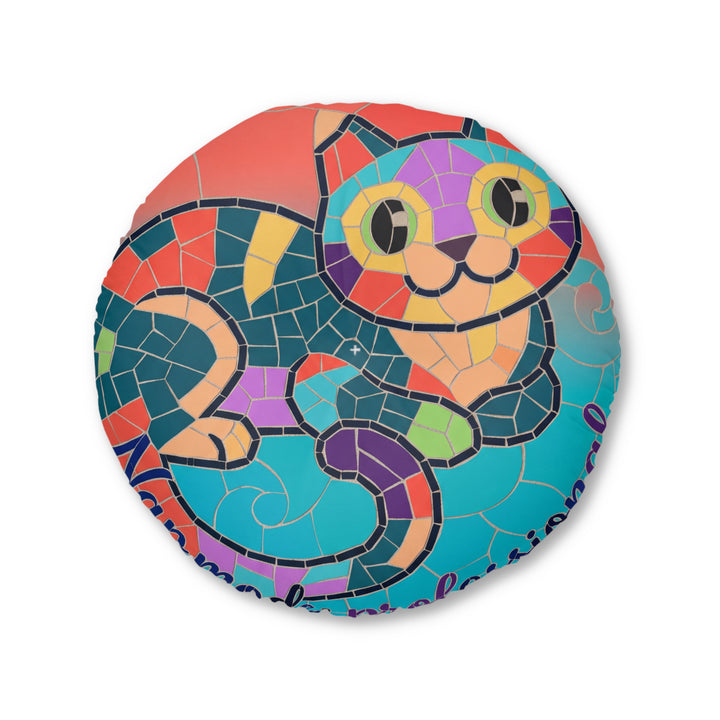 Mosaic Cat Dream Round Floor Pillow