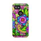 Floral Fantasy iPhone and Google Pixel Case in Bright Green Palette
