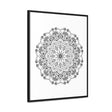 Mandala Handmade Art - Black & White Wall Art - Gallery Canvas Wraps, Vertical Frame - Intricately designed circular pattern in monochrome colors on stretched canvas