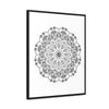 Mandala Handmade Art - Black & White Wall Art - Gallery Canvas Wraps, Vertical Frame - Intricately designed circular pattern in monochrome colors on stretched canvas