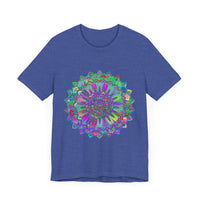 Vibrant and detailed mandala design t-shirt in various colors for a unique and eye-catching fashion statement