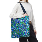 Borsa tote con stampa mandala floreale blu-verde — Shopper con stampa integrale vivace