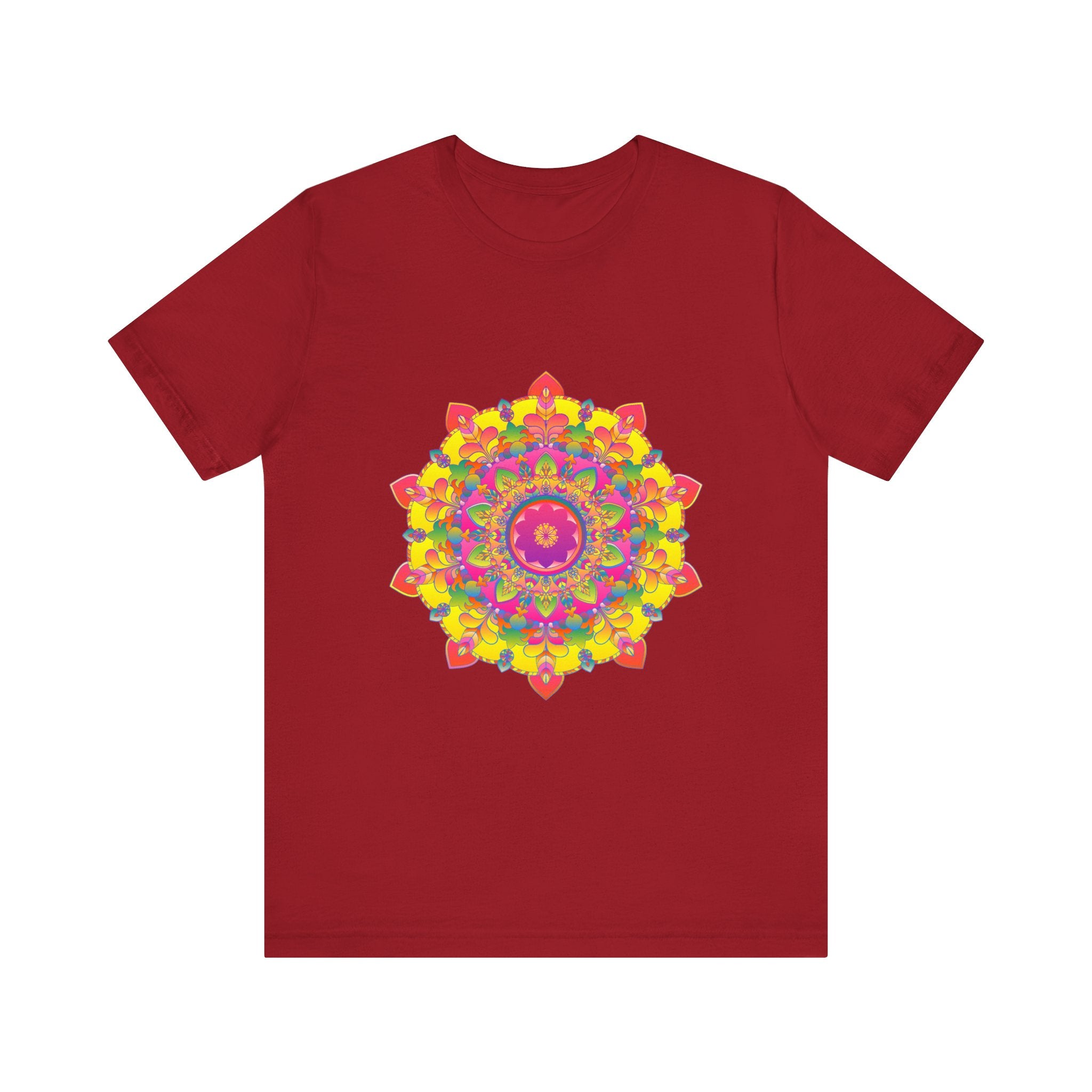 Vibrant Mandala Tee featuring a colorful, intricate floral design on a white background, perfect for adding a pop of color to any outfit