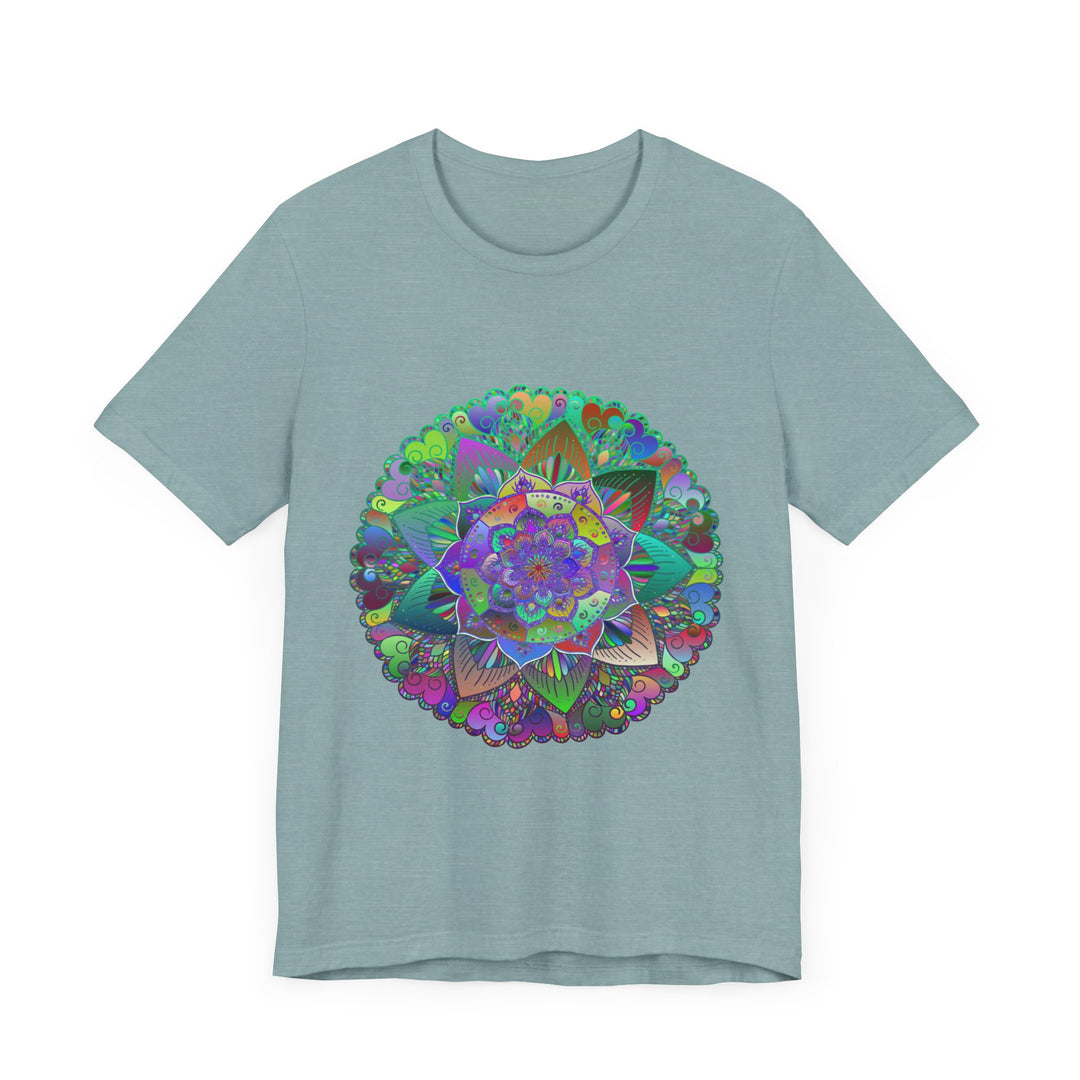 Vibrant Mandala Tee featuring colorful and psychedelic design in a variety of hues and patterns, perfect for adding a pop of color to your wardrobe