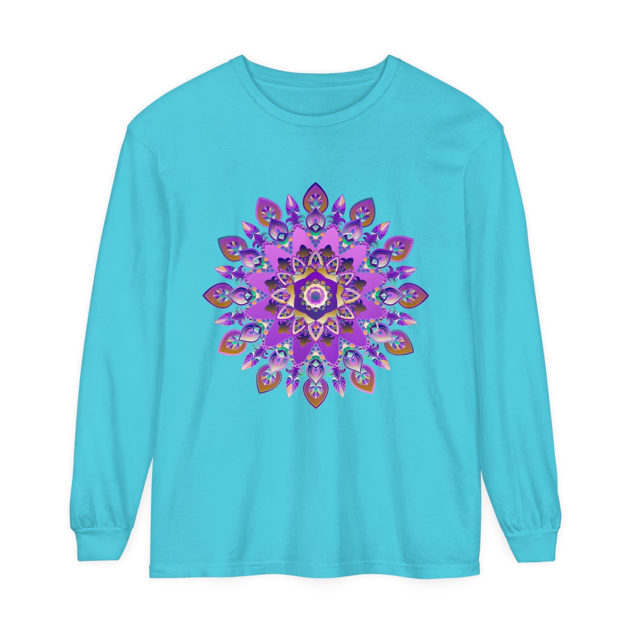 Stunning purple and gold mandala long sleeve t-shirt for women