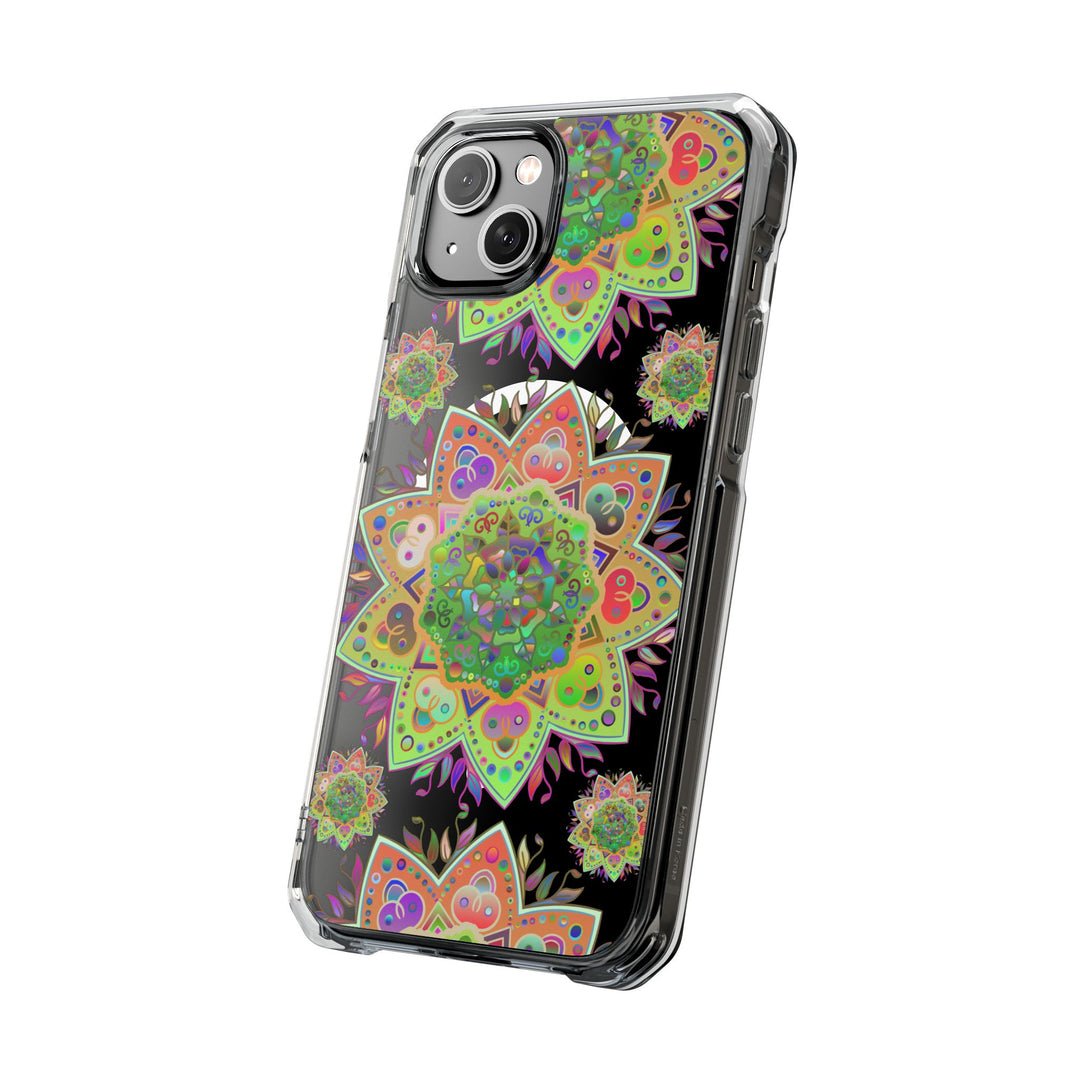 Stylish Mandala MagSafe®-Compatible iPhone 14/15 Impact Case featuring a beautiful and elegant mandala pattern