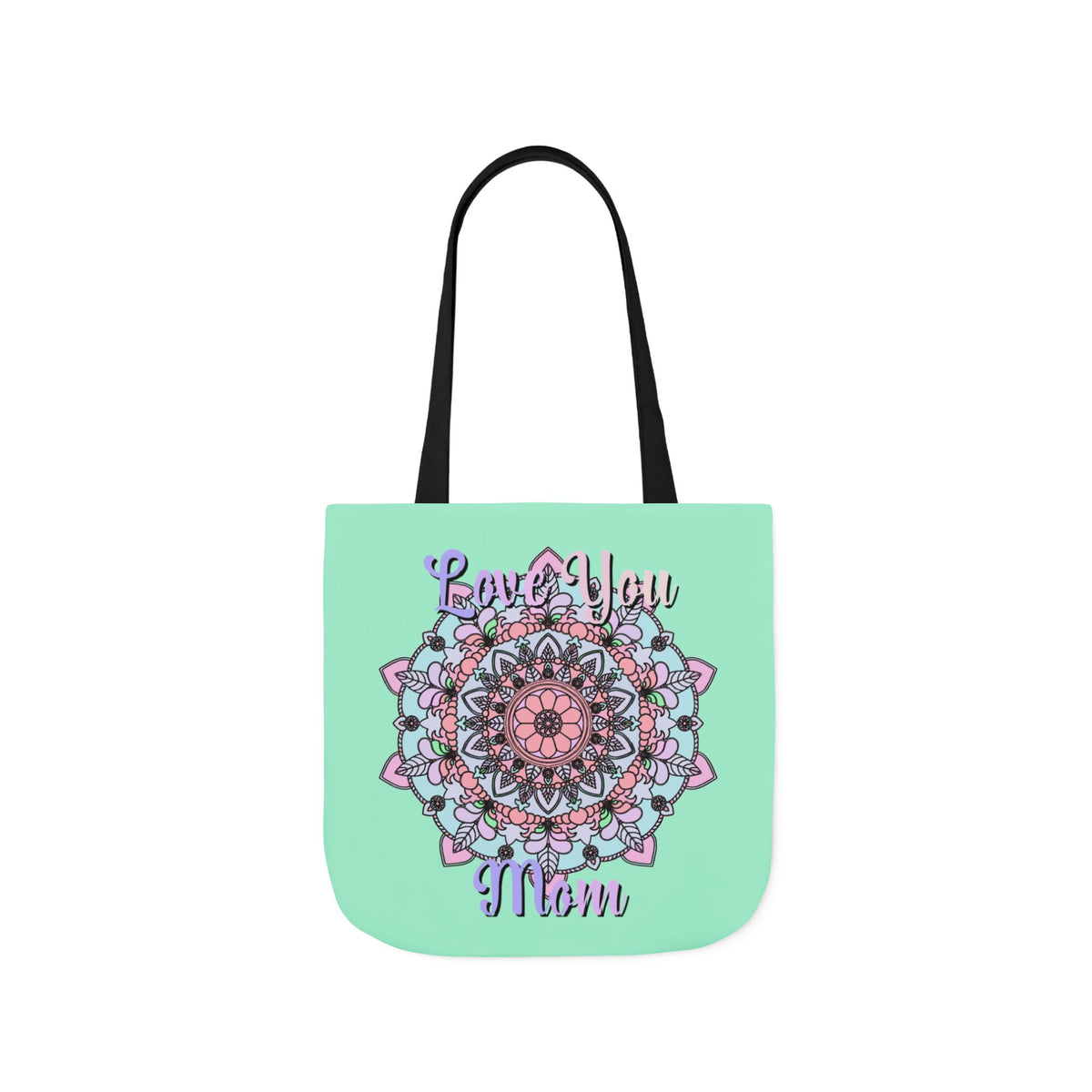 Mandala 'Love You Mom' Canvas Tote — Floral Mother's Day Gift Bag