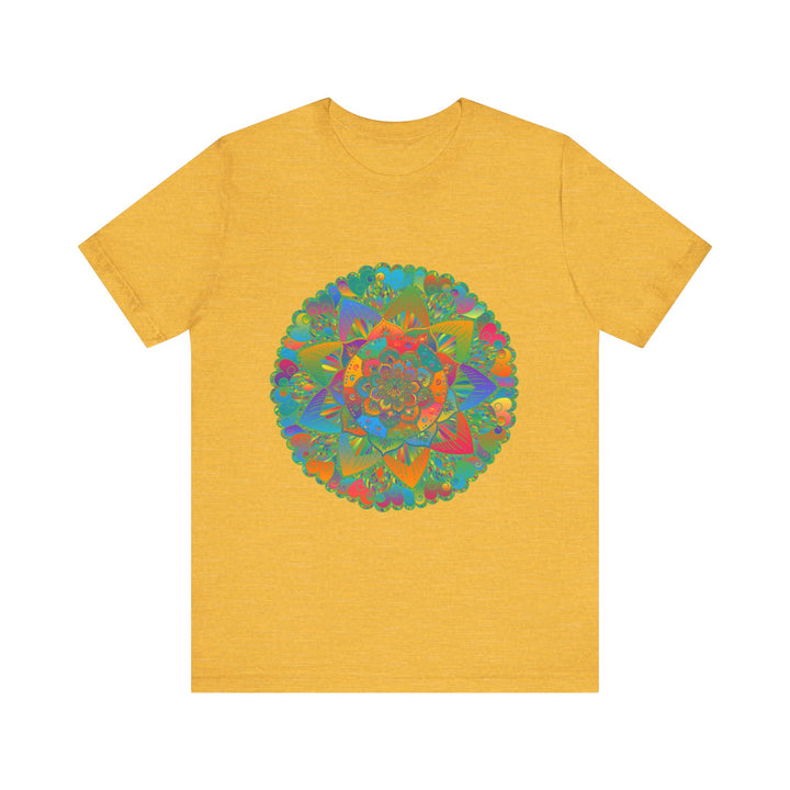 Vibrant Mandala Tee featuring intricate designs and soothing colors evoking peace and tranquility for a sense of calm and relaxation