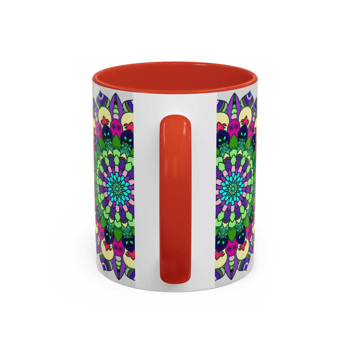 Vibrant and intricate mandala art design on a ceramic mug