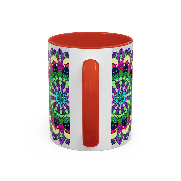 Vibrant and intricate mandala art design on a ceramic mug