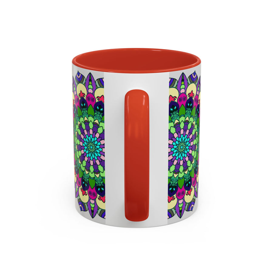 Vibrant and intricate mandala art design on a ceramic mug