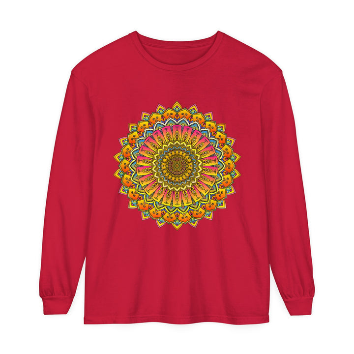 Colorful and intricate mandala design long sleeve t-shirt for men and women