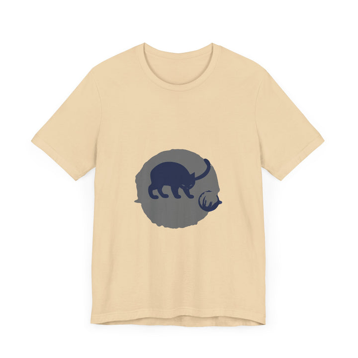 Black Cat Mystery T-Shirt - Playful Silhouette, Comfortable Cotton Tee with Intriguing Feline Design