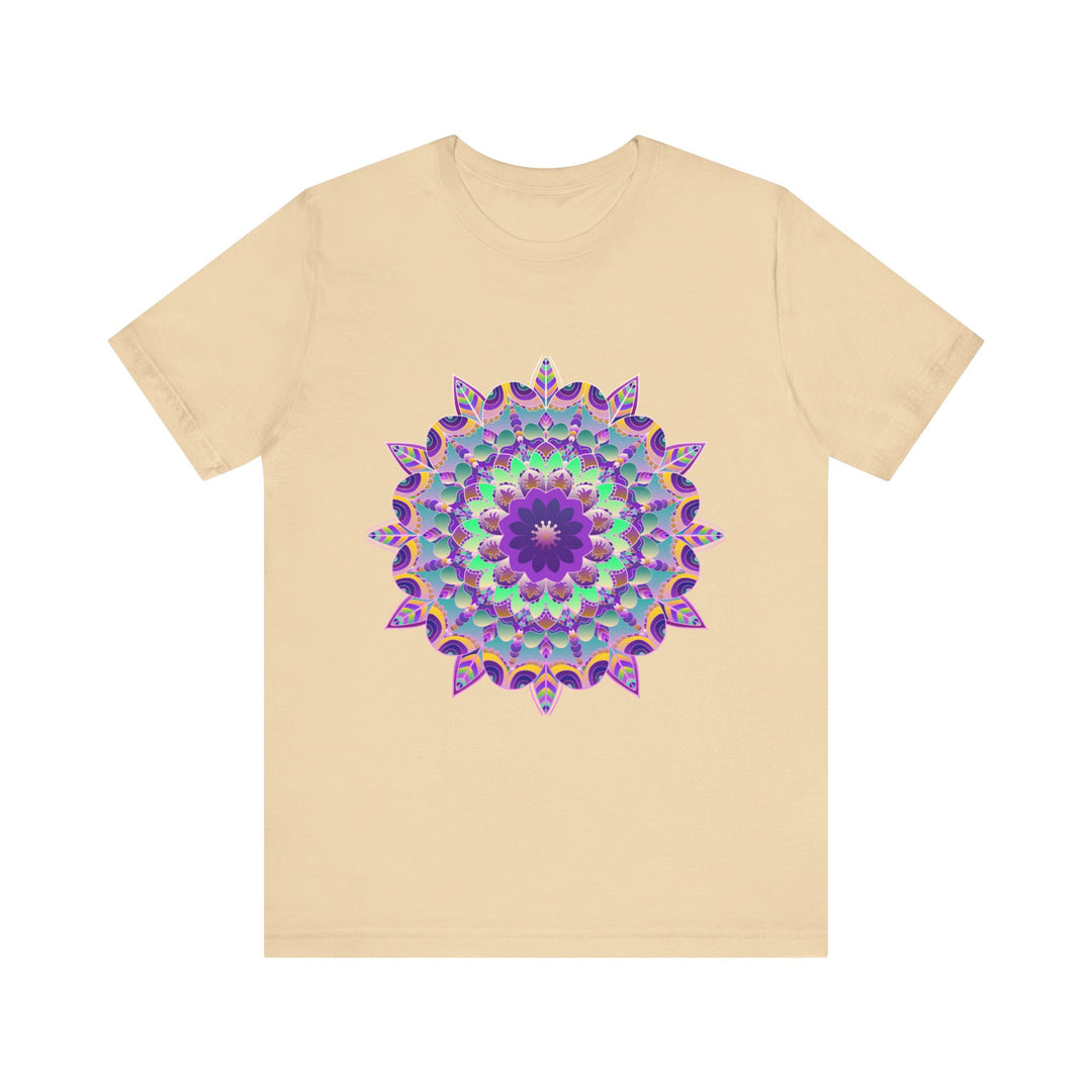 Vibrant purple mandala t-shirt with intricate psychedelic design and swirling patterns