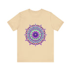 Vibrant purple mandala t-shirt with intricate psychedelic design and swirling patterns