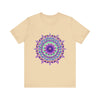 Vibrant purple mandala t-shirt with intricate psychedelic design and swirling patterns