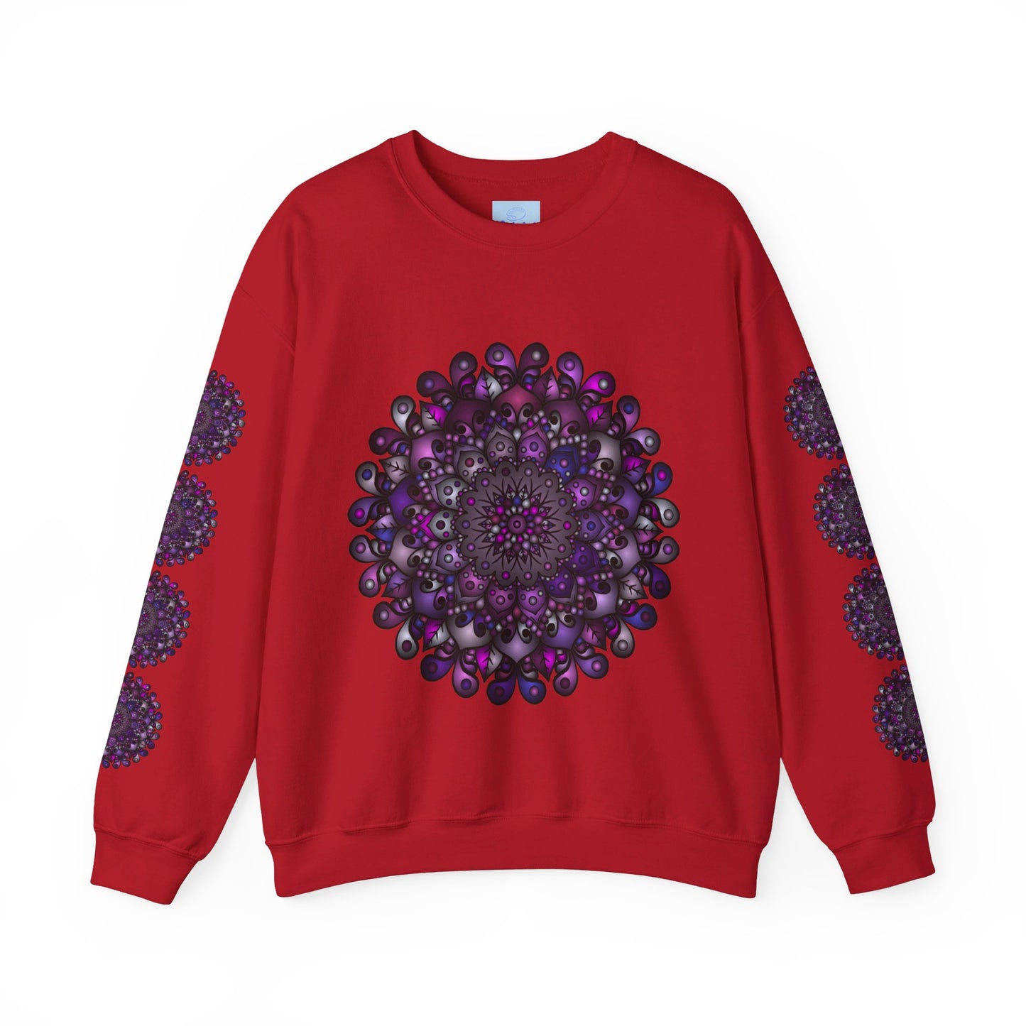 Unisex Heavy Blend™ Crewneck Sweatshirt featuring a vibrant purple mandala design