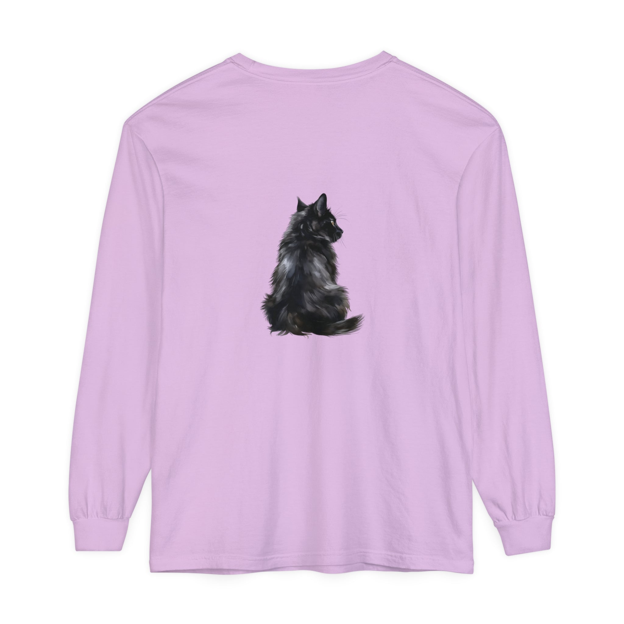 Black Cat Mystique Long Sleeve T-Shirt - a stylish, comfortable top with a striking black cat design