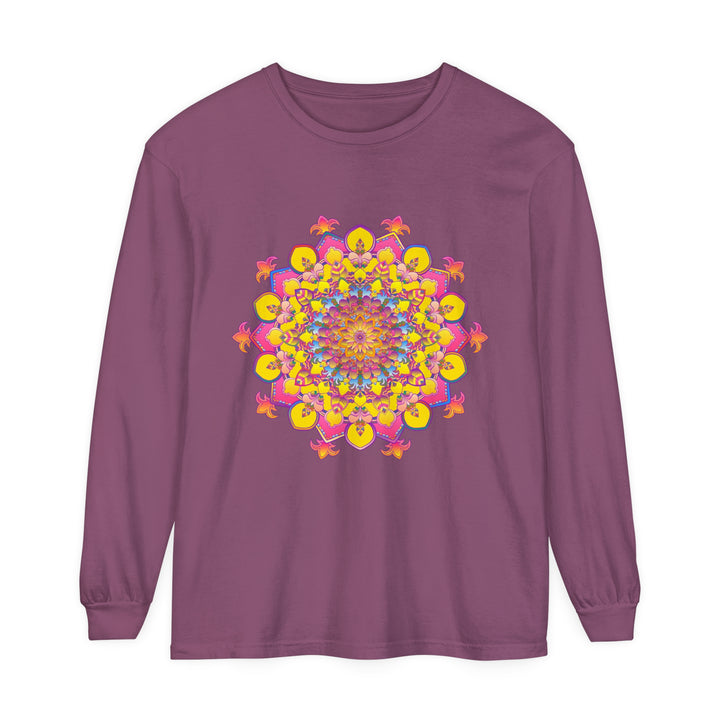 Colorful mandala design long sleeve t-shirt for both men and women