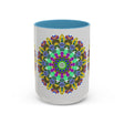 Beautiful mandala art mug featuring intricate, colorful designs for a serene and eye-catching addition to your kitchen or office space