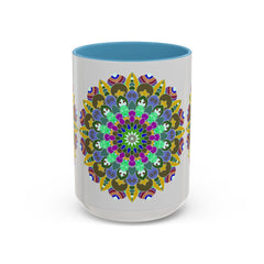 Beautiful mandala art mug featuring intricate, colorful designs for a serene and eye-catching addition to your kitchen or office space