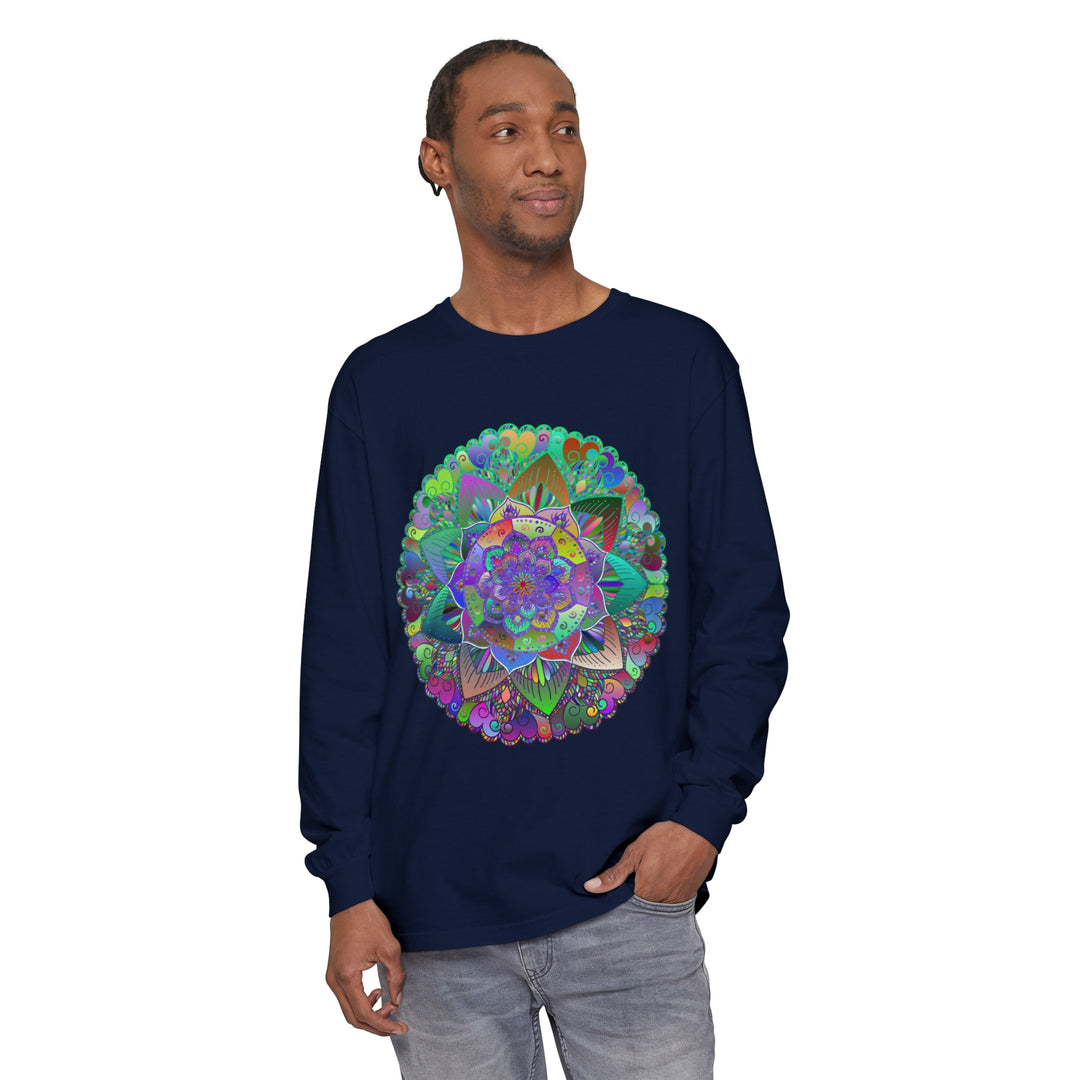 Colorful and intricate mandala design long sleeve t-shirt for men and women