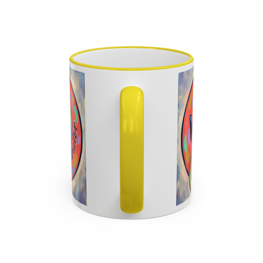 Colorful Paw Print Pet Lover Accent Rim Mug (11oz/15oz)